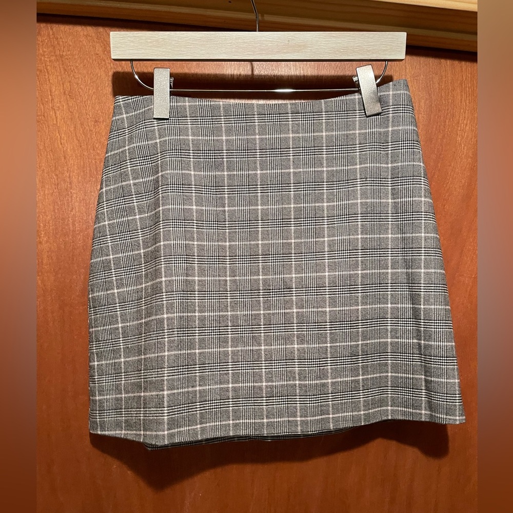 Monki Grey Plaid Mini A-line Skirt